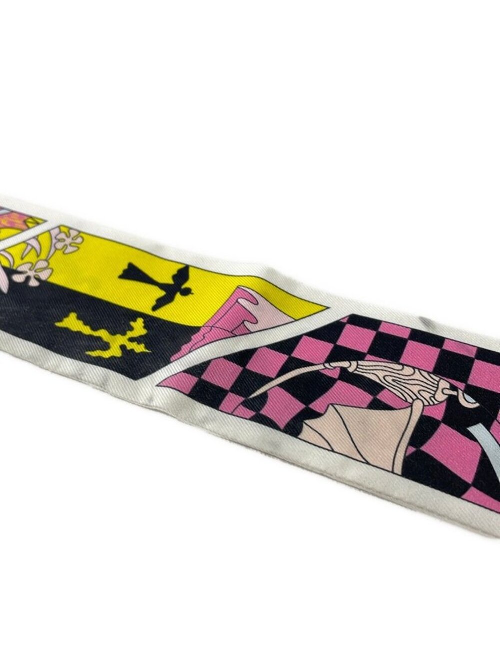 Hermes Scarf Twilly Light Pink White Multi Ribbon - Picture 5 of 6